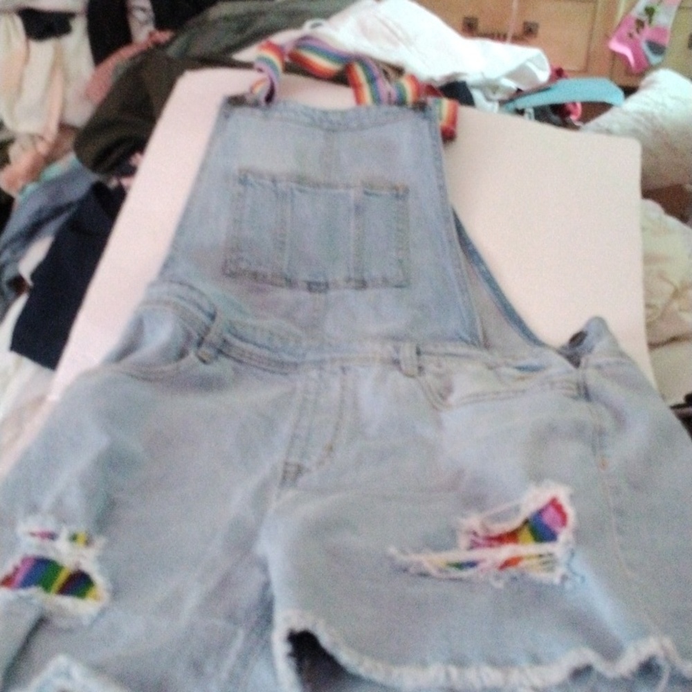 target rainbow pride jean cutoff overalls - Picture 2 of 6